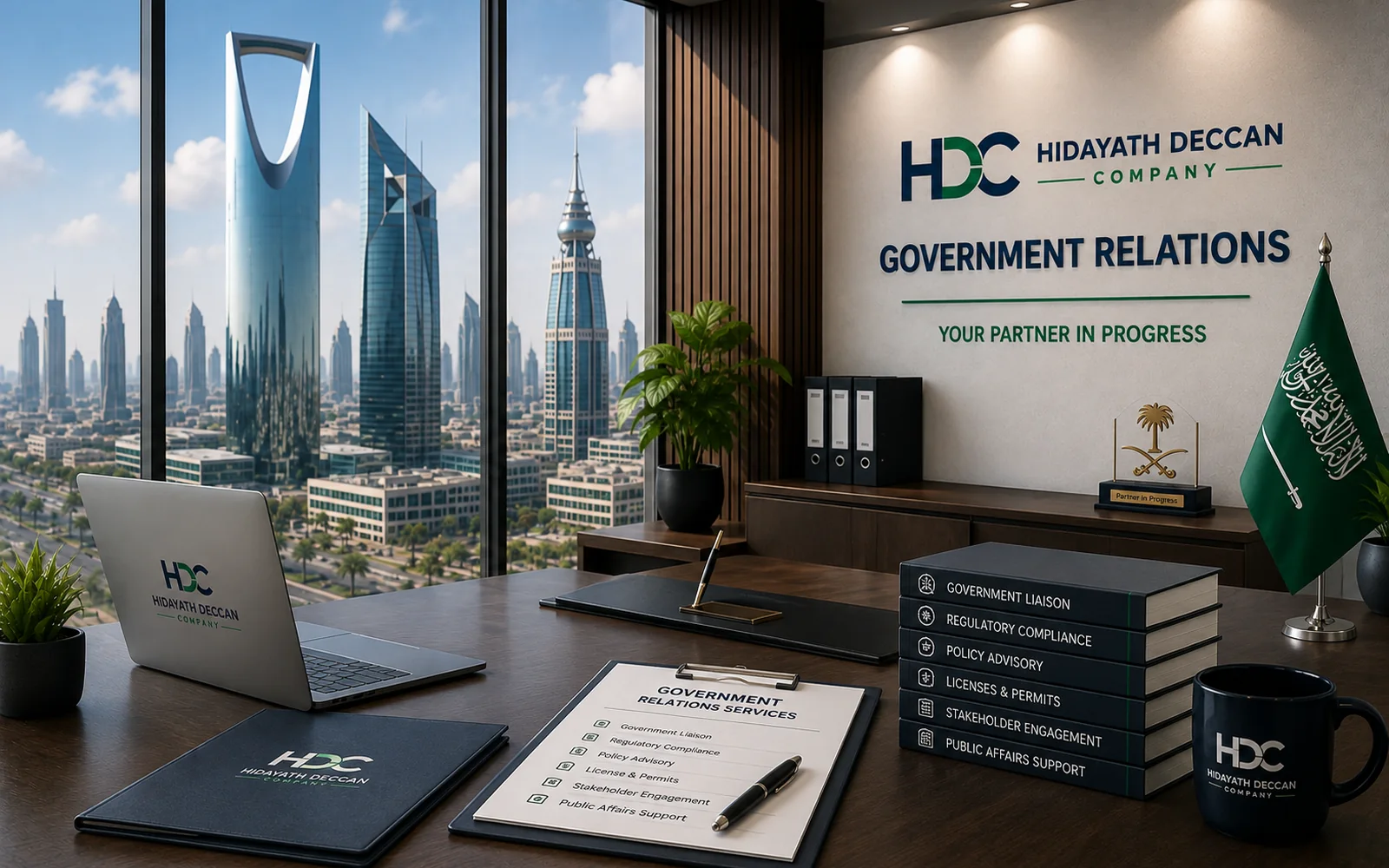 Saudi corporate office overlooking Riyadh